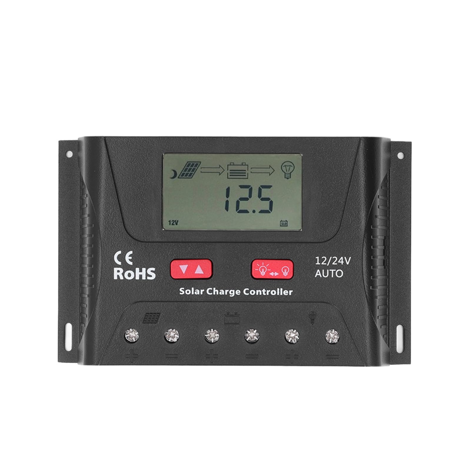 Kontroler słoneczny PWM 30A |Wyświetlacz LCD z automatycznym rozpoznawaniem 12 V / 24 V |Regulowany dla RV / jachtu / domowego układu słonecznego |Zabezpieczenie przed