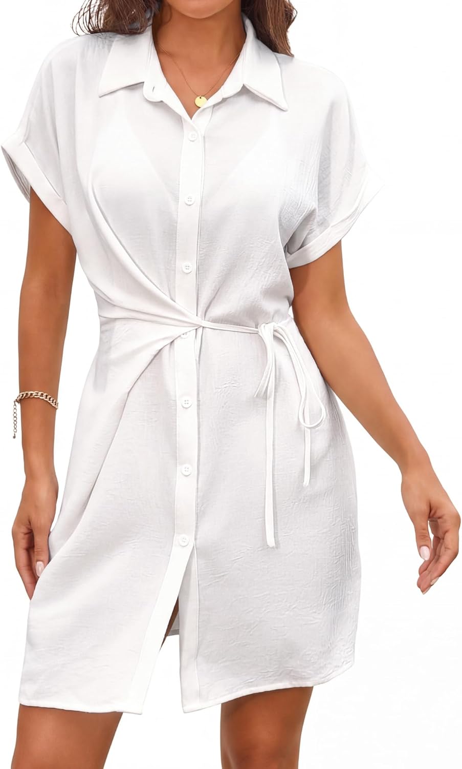 Bsubseach Bathing Suit Cover Up Tie Waist Swimsuit Cover Ups Shirt Dresses Button Down Beach Coverup Vacation Outfits