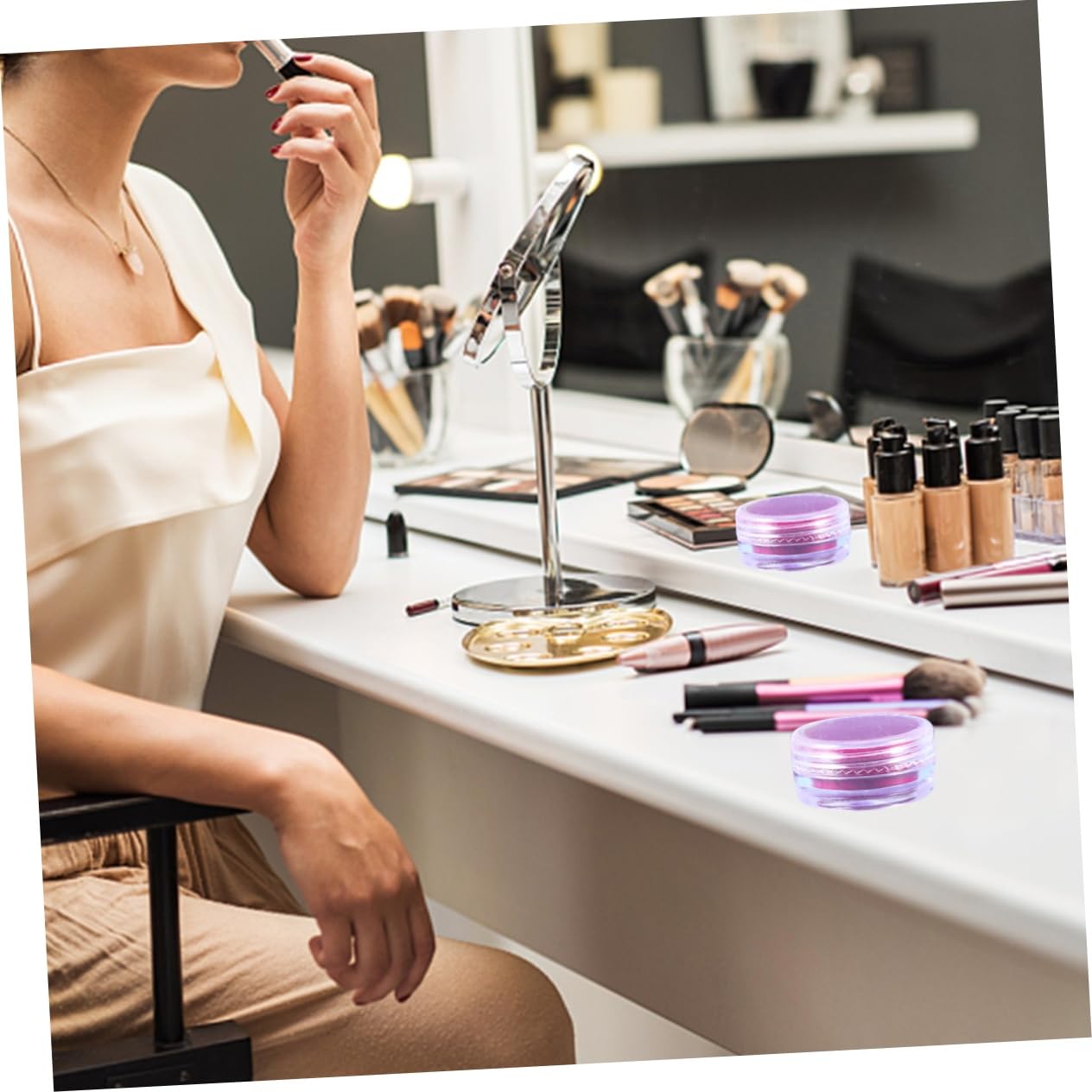 Lurrose 48pezzi Glitter Pigmenti Per Trucco Cosmetica Per Unghie Ombretto Gloss Labbra Artigianato e Decorazioni Casuali