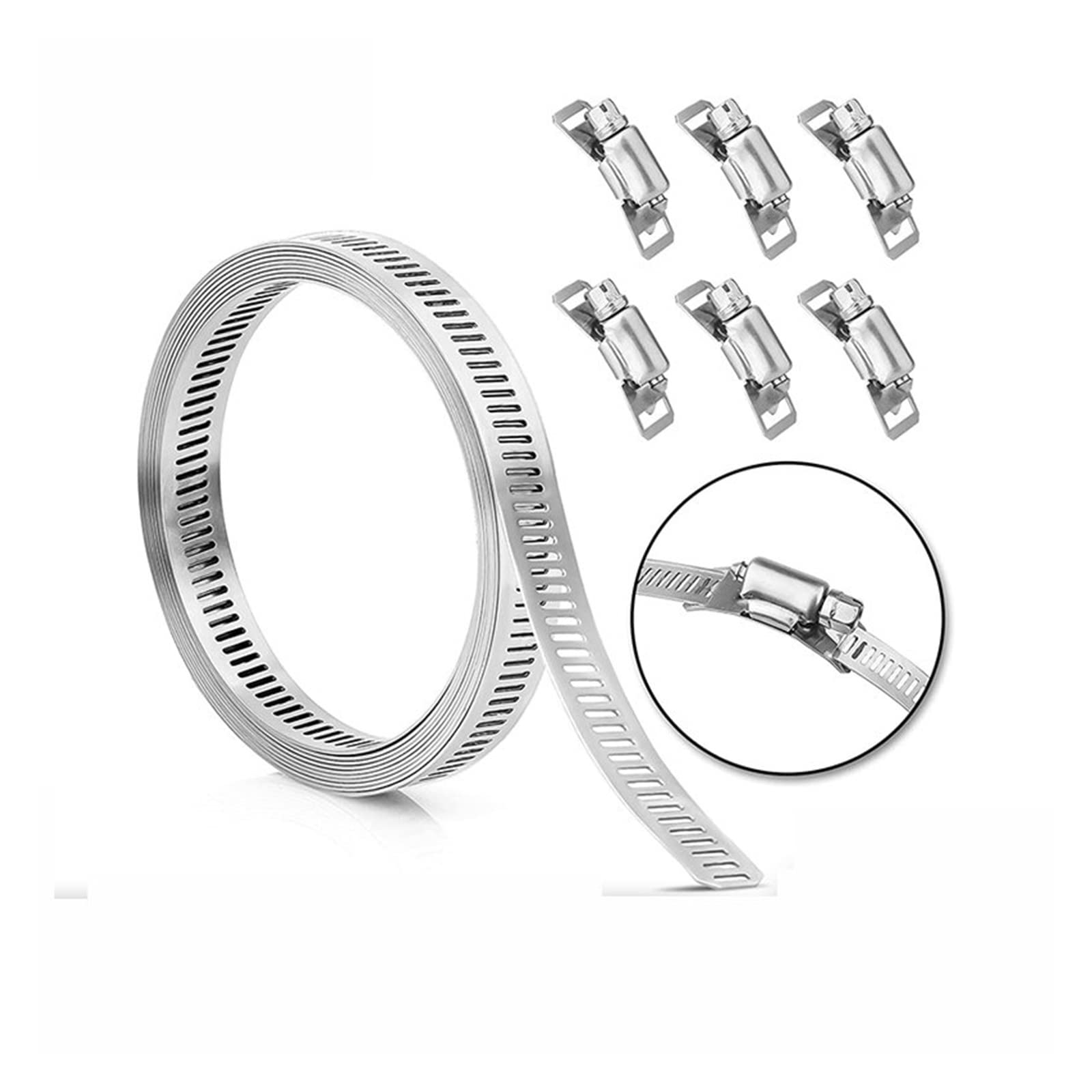 Générique yaoqijie 12.7 MM Largeur Acier Inoxydable 304 Collier de Serrage à vis sans Fin Sangle de Serrage avec Attaches réglable Bricolage Tuyau Collier de Serrage Collier de Serrage Lasting