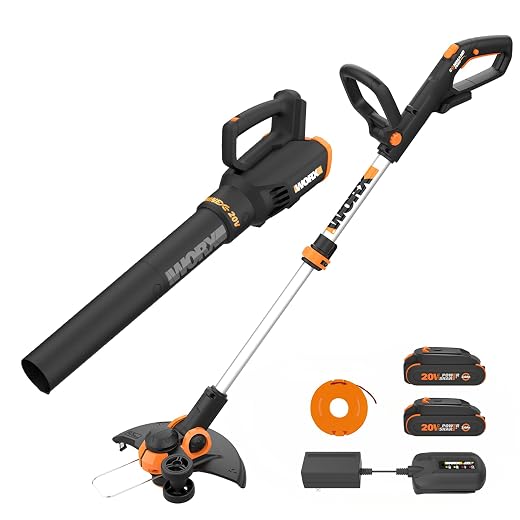 WORX 20V 12" Cordless String Trimmer & 360CFM Leaf Blower Kit, WG928 | Electric Weed Wacker with Command Feed, Blower with Speed Control, 2 x 2.0Ah Batteries & Charger Included, PowerShare