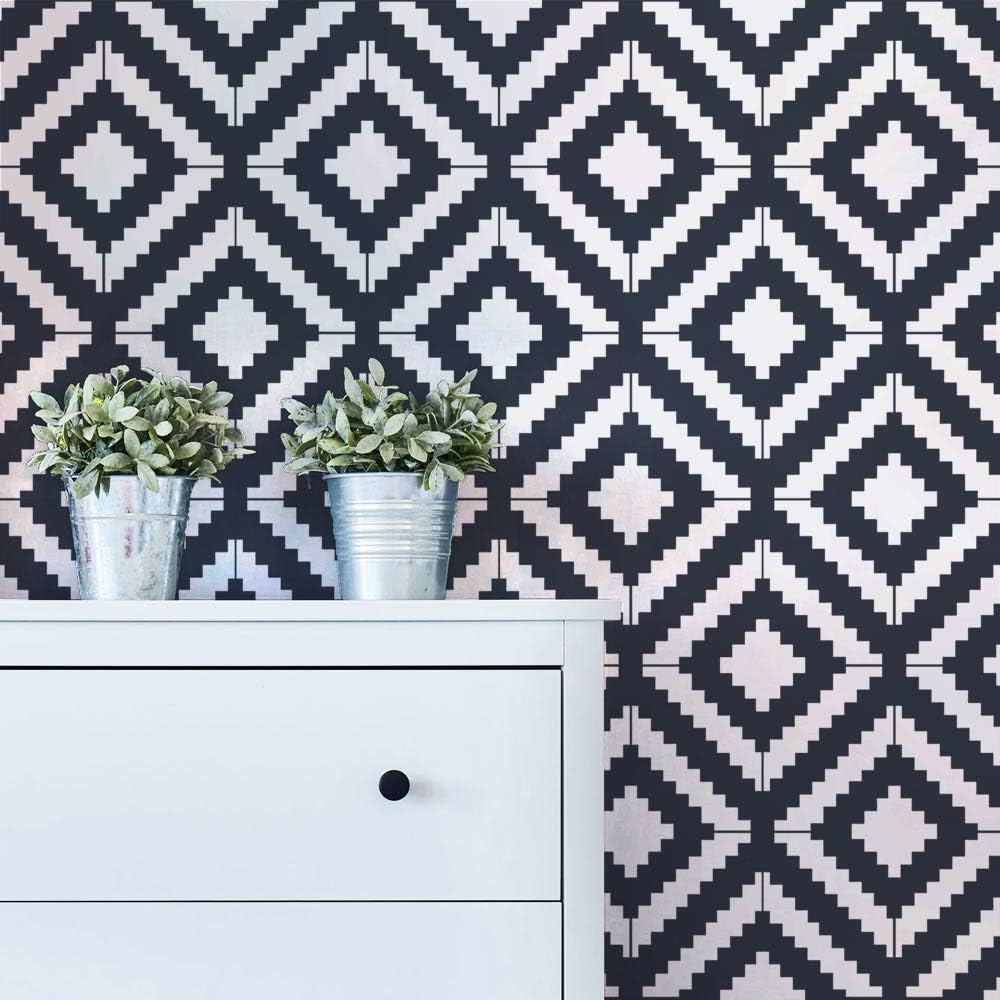 Kilim Wall Stencil – Large Stencils for Painting Walls – Try Stencils Instead of Wallpaper – Modern Stencils for Wall Painting – Stencil Designs for DIY Home Décor (Large 20.5"x25")