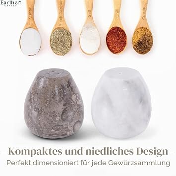 Earthen Crafts Salz- und Pfefferstreuer aus Marmor Ozeanisches und Weiß 58 cm Salz- und Zuckerbehälter Gewürzgläser für moderne Küchendekoration Esstisch-Arbeitsplatten-Zubehör 2 Stück