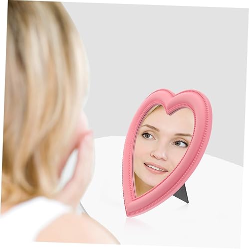Miniatura 7 de BESPORTBLE Espejo de maquillaje con forma de corazón, espejo de mesa, espejo de maquillaje para colgar en la pared, espejo de baño, dormitorio,