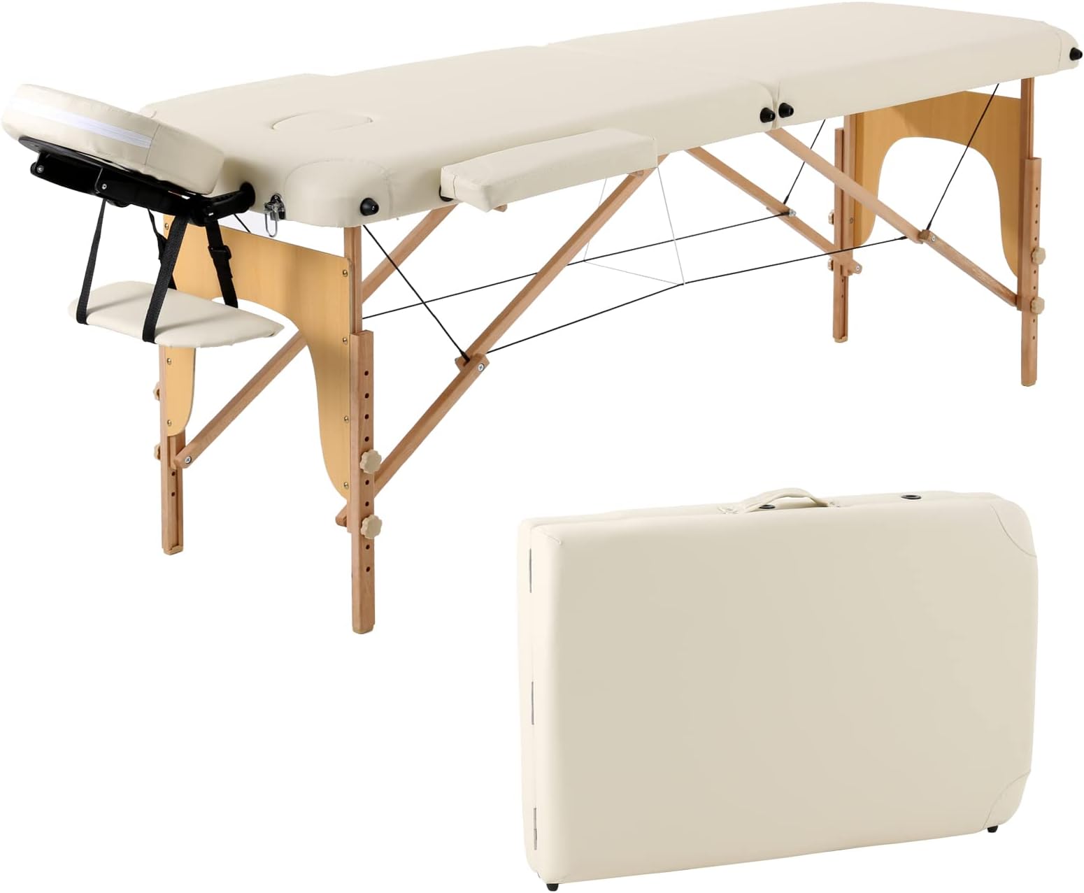 Massageliege 2-Zonen Klappbar 10 cm Sitz Weiß