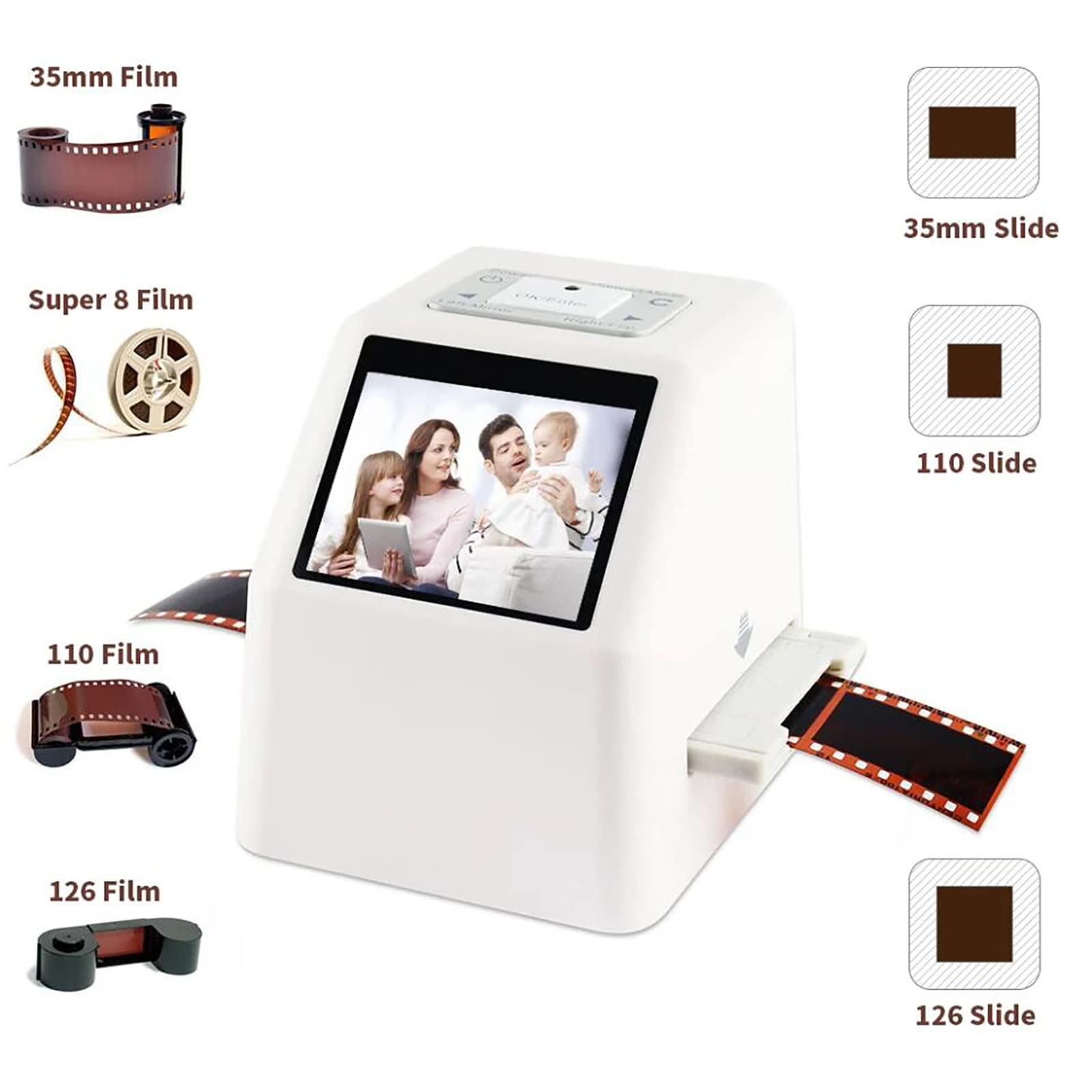 Somikon Scanner Per Pellicole E Diapositive – Digitalizza 35mm, 110 E 126, Display IPS 5”, Uscita HDMI E Scheda SD