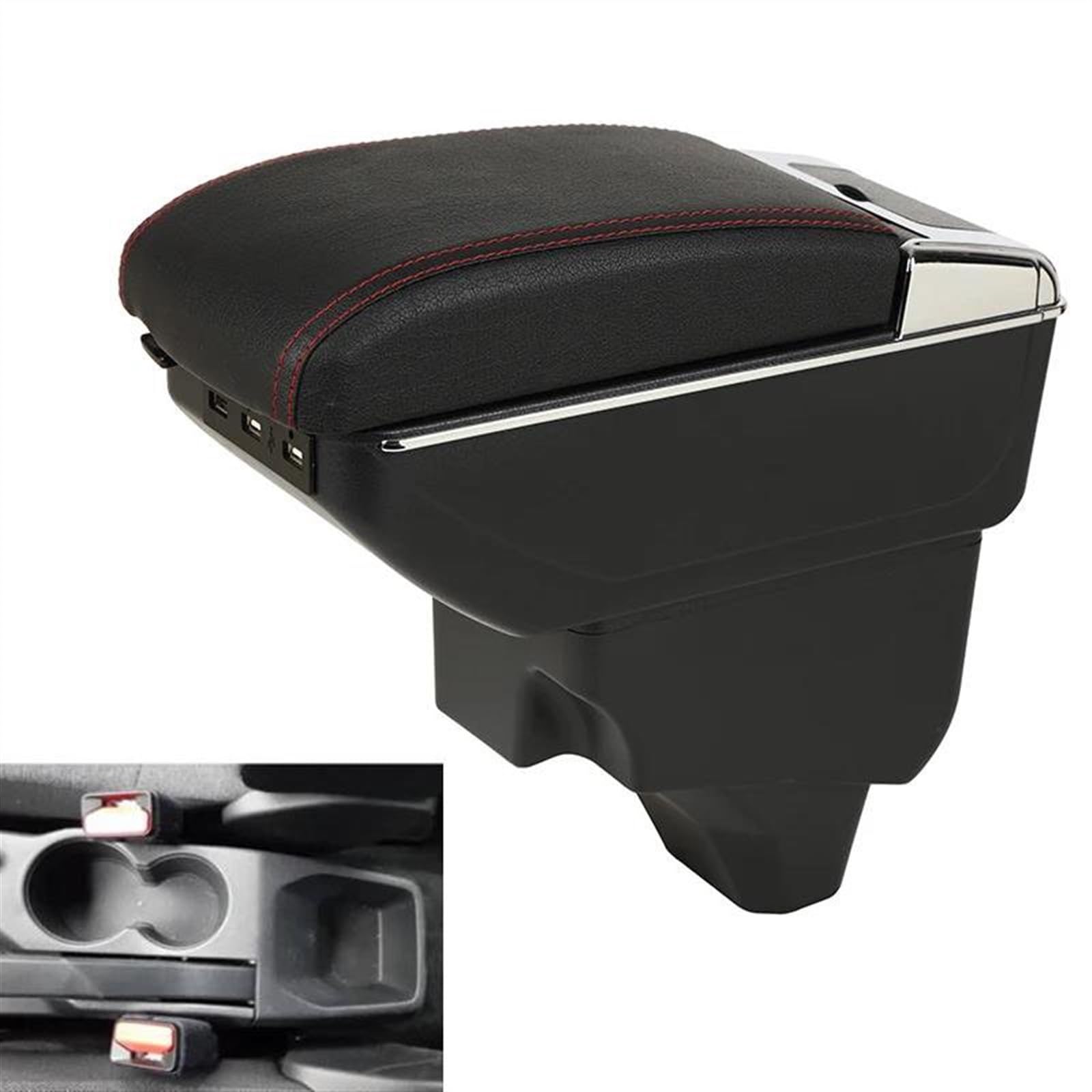 Copri Bracciolo Auto In Pelle - Design A Diamanti - Impermeabile E Antigraffio - 29x17 Cm - Foto 9