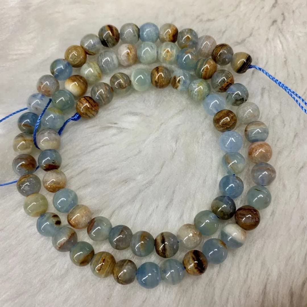 1 Juego de Cuentas Sueltas de Calcita Azul Argentina, Piedra Preciosal, para la Fabricación de Joyas (15")./Blue/9.5-10Mm