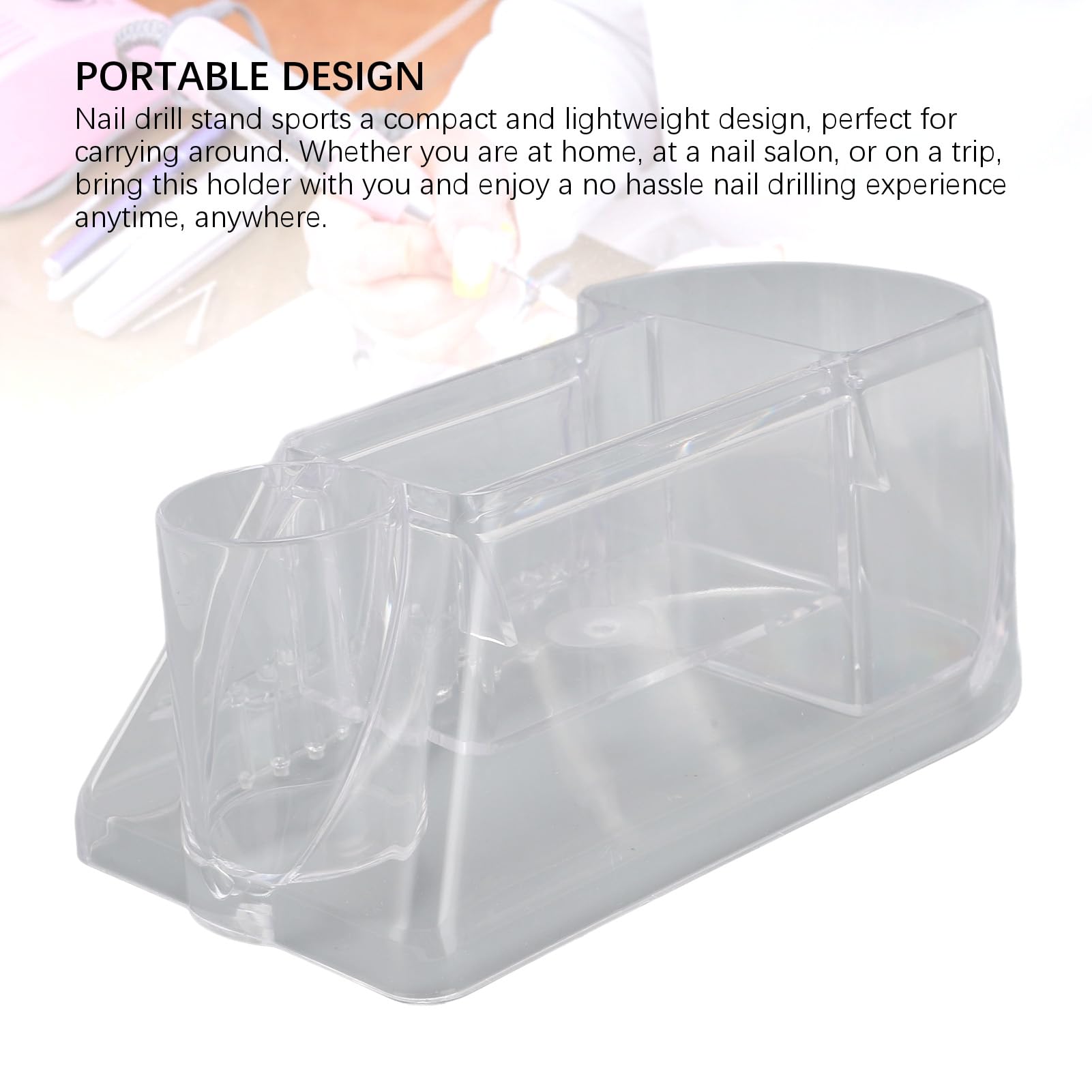 Saluaqui Nail Drill Bits Holder, Nail Drill Machine & Bits Manicure Tools Storage Box with 8 Holes, Transparent Professional Nail Drill Stand Holder Organizer, Nail Drill Tool Displayer Holder Case