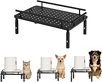 PAWPARAGON Adjustable Raised Pet Feeder Stand for Cats & Dogs - Metal Elevated Holder with Anti-Tip Guardrails, 3 Heights for Neck Health