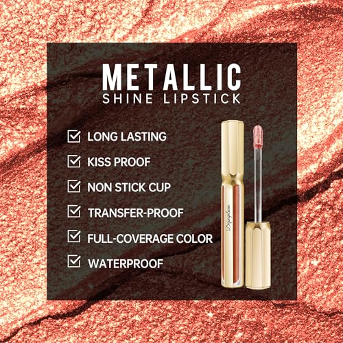 Image of Bronze Lipsticks for Women Reddish Brown Metallic Lipstick Long Lasting