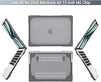 Vista 3 de Batianda Funda resistente para MacBook Air de 15 pulgadas 2026 M5 2025 M4 2024 2023 versión modelo A3448/A3241/A3114/A2941, soporte plegable