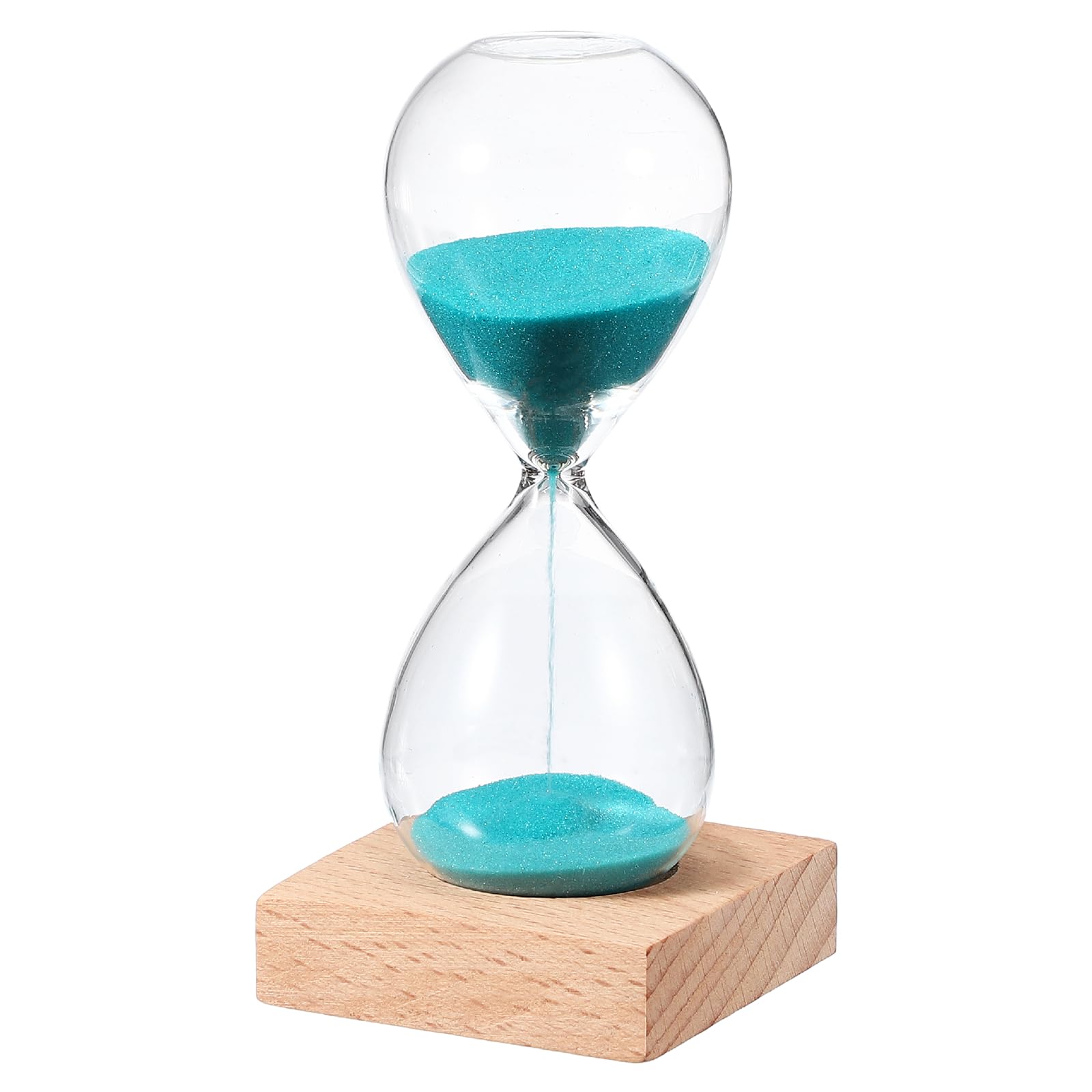 PATIKIL 5 Minutes Sand Timer, Sand Watch with Wood Base Hour Glass Sandglass Timer Clock for Living Room Home Office Restaurant Decoration, Bright Blue