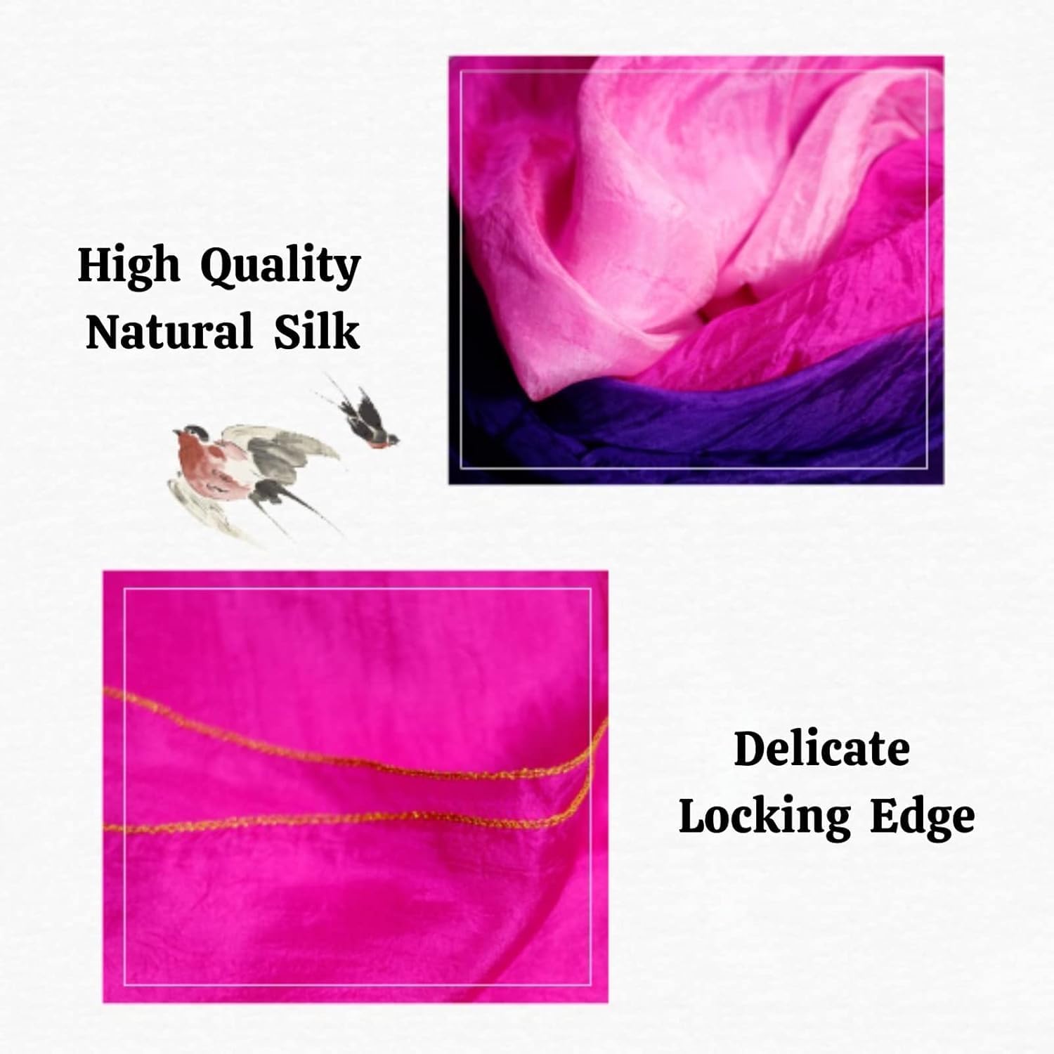 1 Pair(Left+Right) Faux Silk Belly Dance Fan Veil for Dance Performance, Length 180cm Width 90cm - Image 2