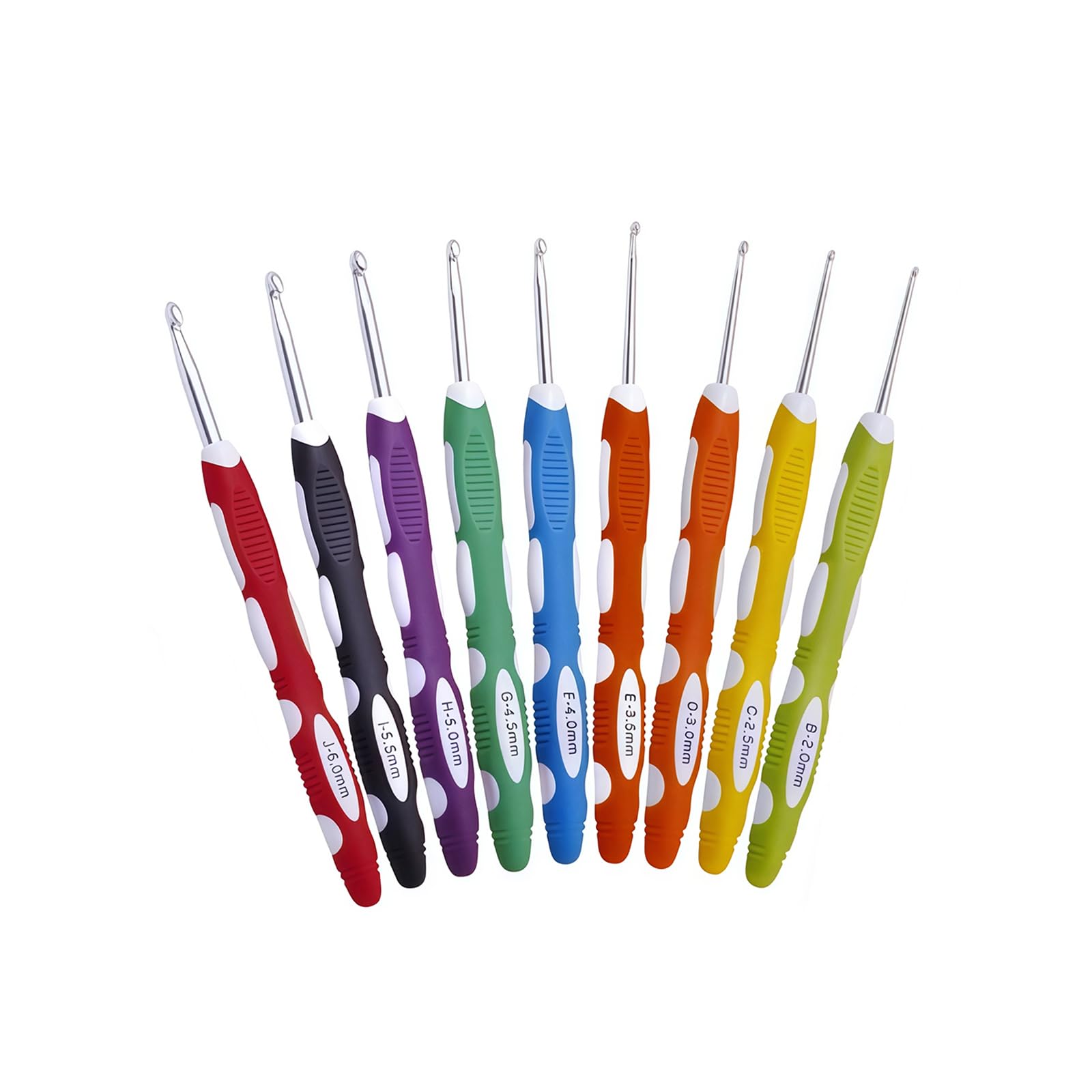 9PCS Ergonomic Crochet Hooks Set Extra Long Handle Comfort Grip Knitting Needles for Arthritic Hands Beginners Advanced Craft Yarn Supplies