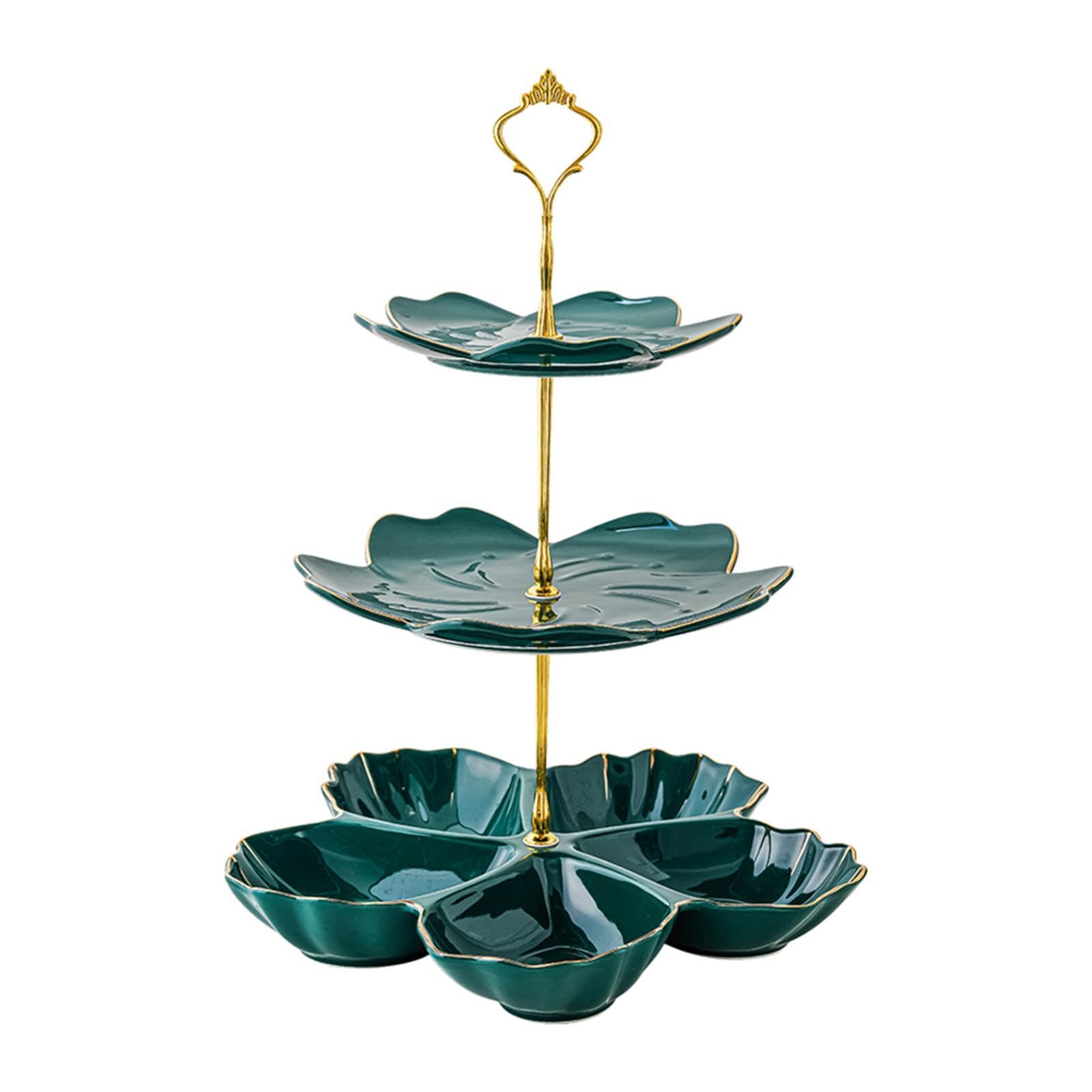 Soporte para Pasteles de Varios Niveles Hecho de, Soporte para Postres, Decoración del Hogar, Bandeja para Servir Postres, 3 Niveles Verde, Individual