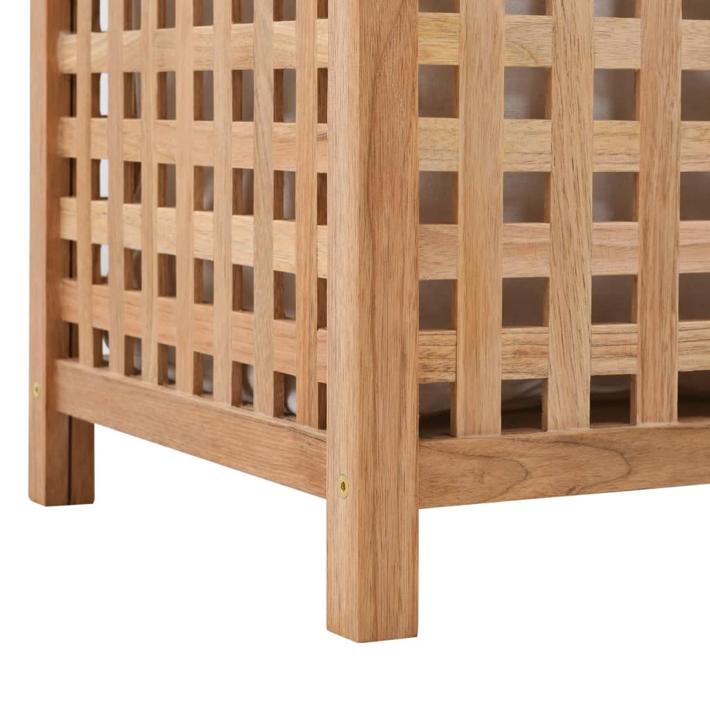Wäschekorb aus Walnussholz 39 x 39 x 65 cm mit herausnehmbarem Wäschesack und Wandhalterung für Bad Schlafzimmer Waschküche, luftige Wäschebox zur Ordnung und Aufbewahrung
