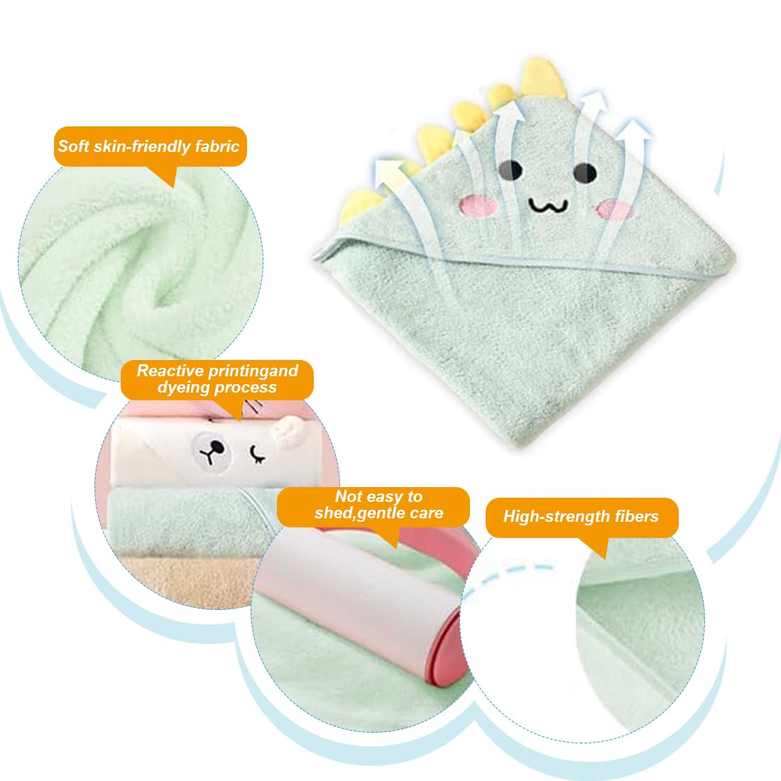 WeddHuis Serviette à Capuche Bébé, Peignoir De Bain En Tissu Éponge, Cape de Bain Bebe Garcon, Cadeau Naissance Garcon, Pour Garçon Et Fille