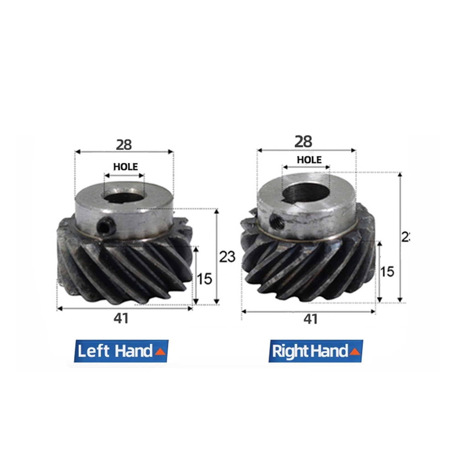Bevel Gear Pinion Hardware Mechanical Left-Handed and Right-Handed Helical Gear 1.5 M 15 Teeth Inner Diameter 8/10/12/14mm(1pcs Right-1.5M15T 10mm)
