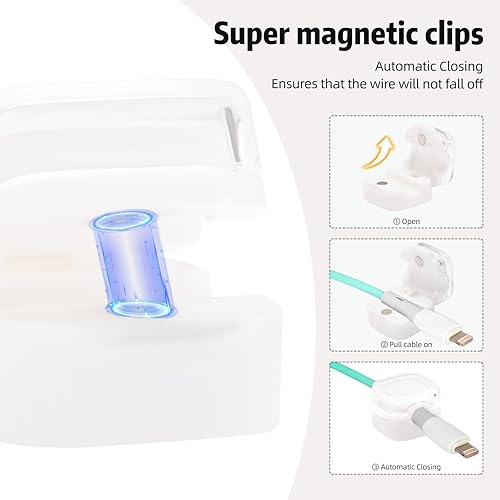 Miniatura 6 de Clips magnéticos para cables, paquete de 6 soportes adhesivos para cables, organizador de cables de carga USB, soporte de almacenamiento para el