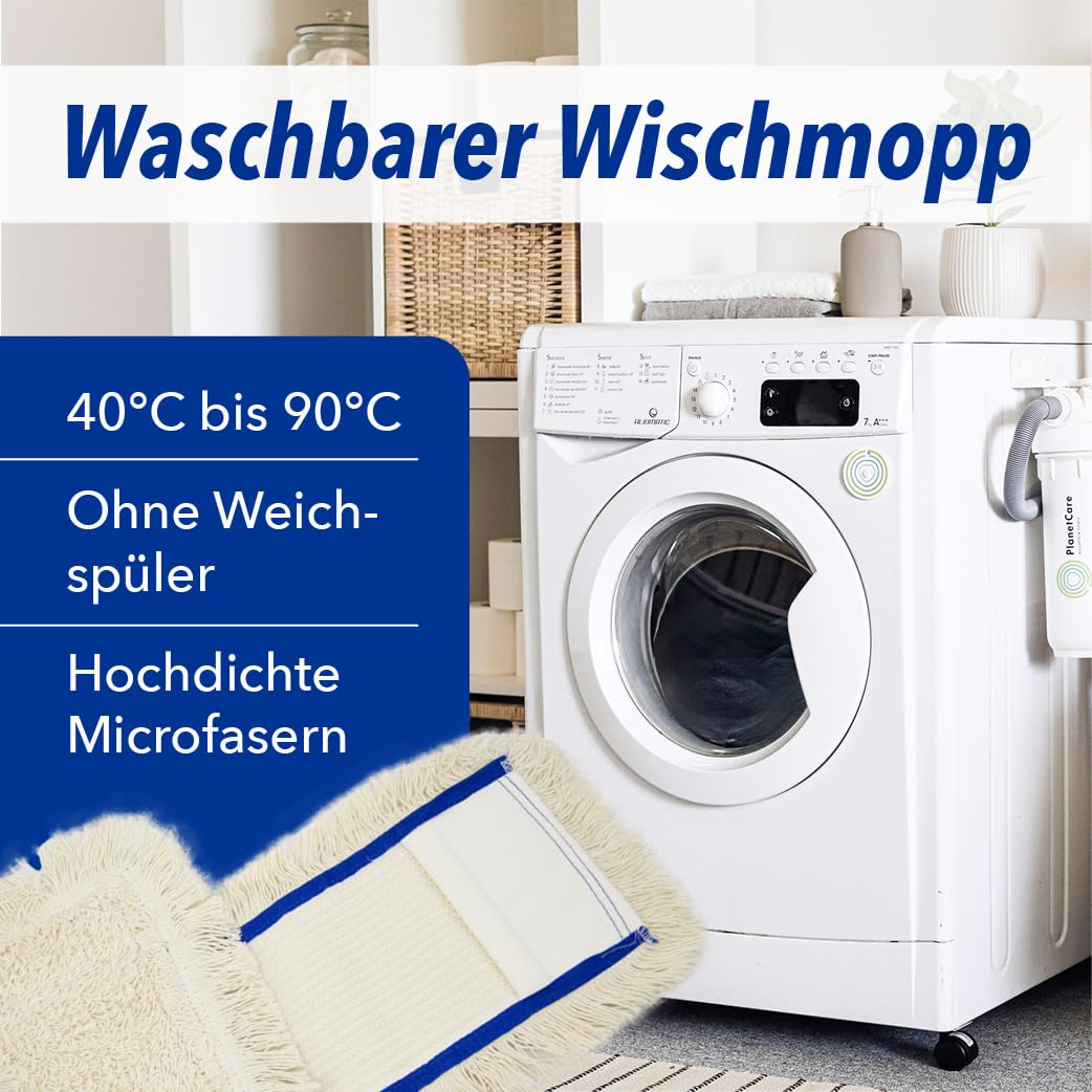 Baumwollmopp Wischbezug 50cm, weiß - Ersatzbezug für Bodenwischer - Wischmopp Bezug für alle gängigen Klapphalter - hohe Schmutzaufnahme - Trocken & Nass Reinigung (20x)