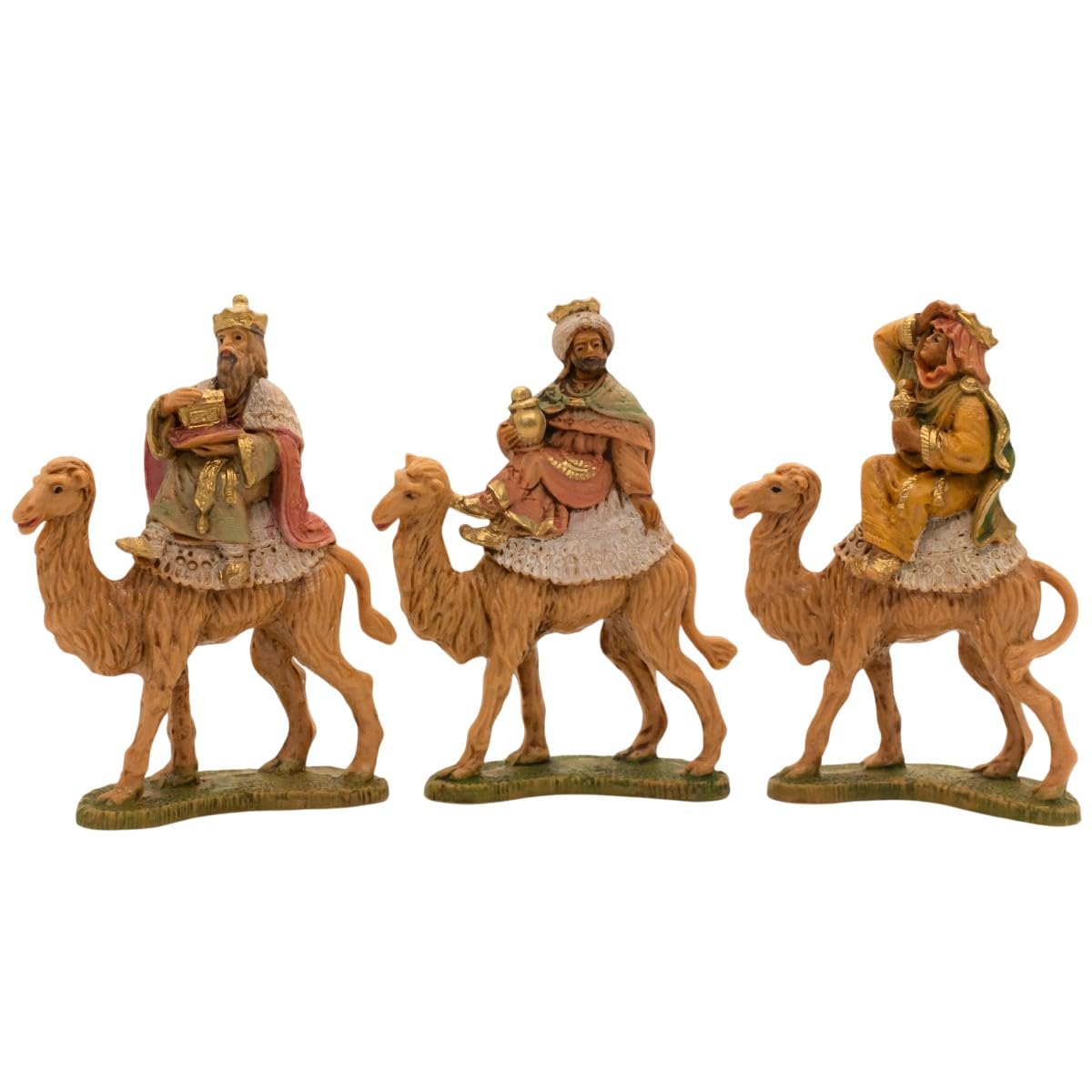 VILLAGE GIFT IMPORTERS Set di tre Re Magi Cammelli da 10,2 cm | Statuette dei Tre Re per Presepe | Melchior, Caspar, Balthasar | Made in Italy
