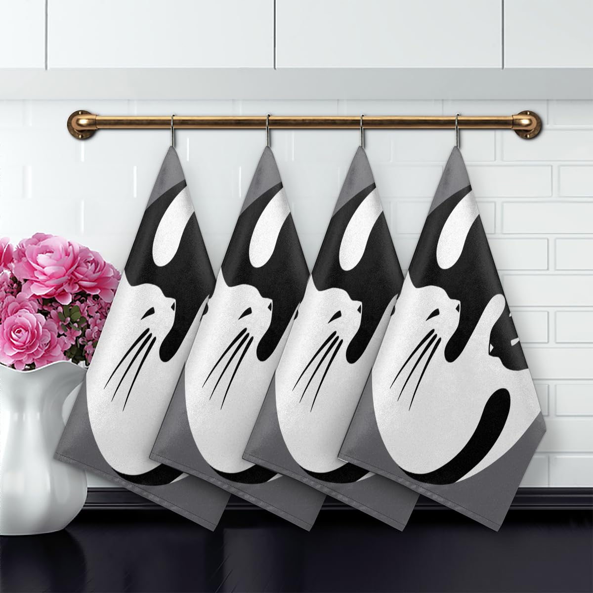 Torchons De Cuisine Super Absorbants à Tissage Gaufré Pour Nettoyer Et Sécher - Motif éléphant Bohème - 66 X 40,6 Cm