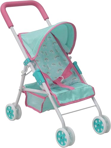 KOOKAMUNGA KIDS Cochecito de muñeca de bebé, cochecito fácil de plegar, cochecito plegable para muñecas, cochecito de juego con toldo retráctil y