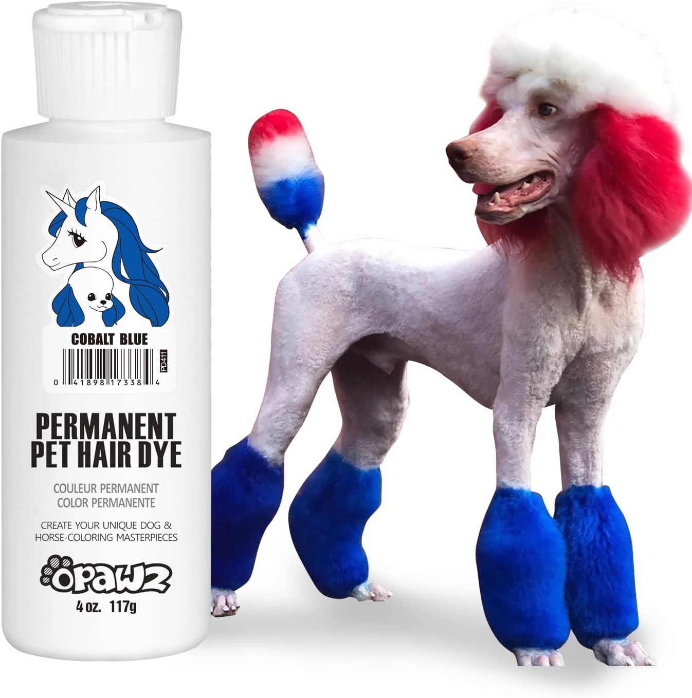 Permanent Dog Hair Dye, Pet Hair Dye Safely Used by Grooming Salons for a Decade, Pet Safe Dye Lasts Over 20 Washes, Bright Color for Dogs and Horses (Cobalt Blue)