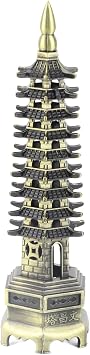 7.1in Wenchang Pagoda, Fengshui Pagoda, Alloy Antique Wenchang Tower Miniature Tower Ornaments Chinese Decor