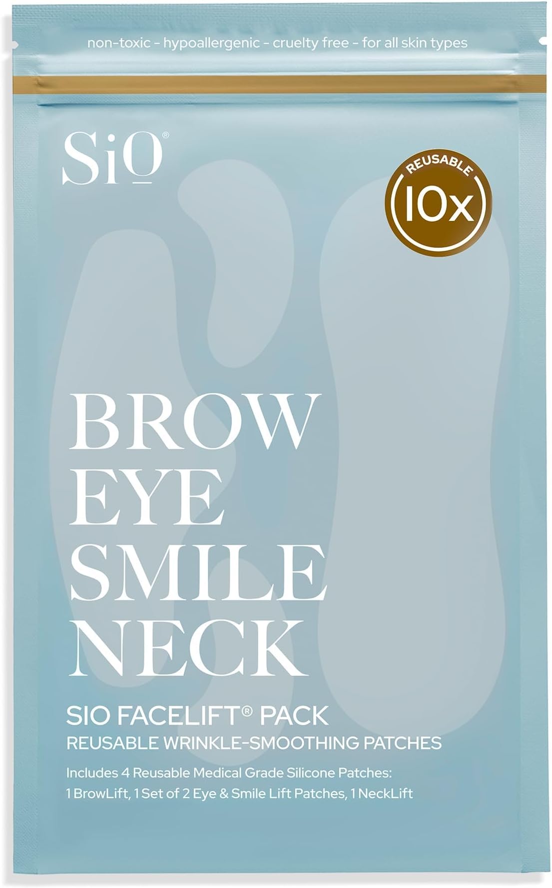 SiO Beauty FaceLift Neck, Forehead, Eye & Smile Anti-Wrinkle Patches Overnight Smoothing Silicone Patches For Face, Neck, Forehead, Eye & Smile Fine Lines And Signs Of Ageing