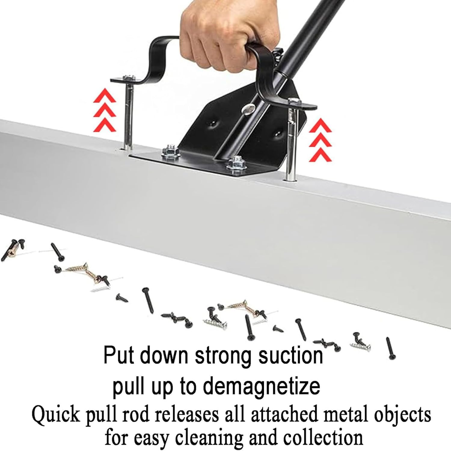 18In /24In Rolling Magnetic Sweeper with Wheels, 1200Gauss Magnetic Pickup Tool with Retractable 70-113 Cm Handle, Handpull Demagnetization, 180° No Blind Spots Pick Up,F(24In)