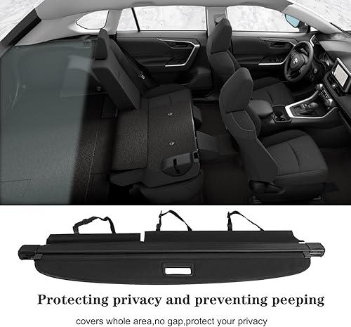 Miniatura 11 de Vesul Cubierta retráctil para maletero trasero compatible con Toyota RAV4 2013-2018, cubierta de seguridad para tonneau, pantalla de privacidad