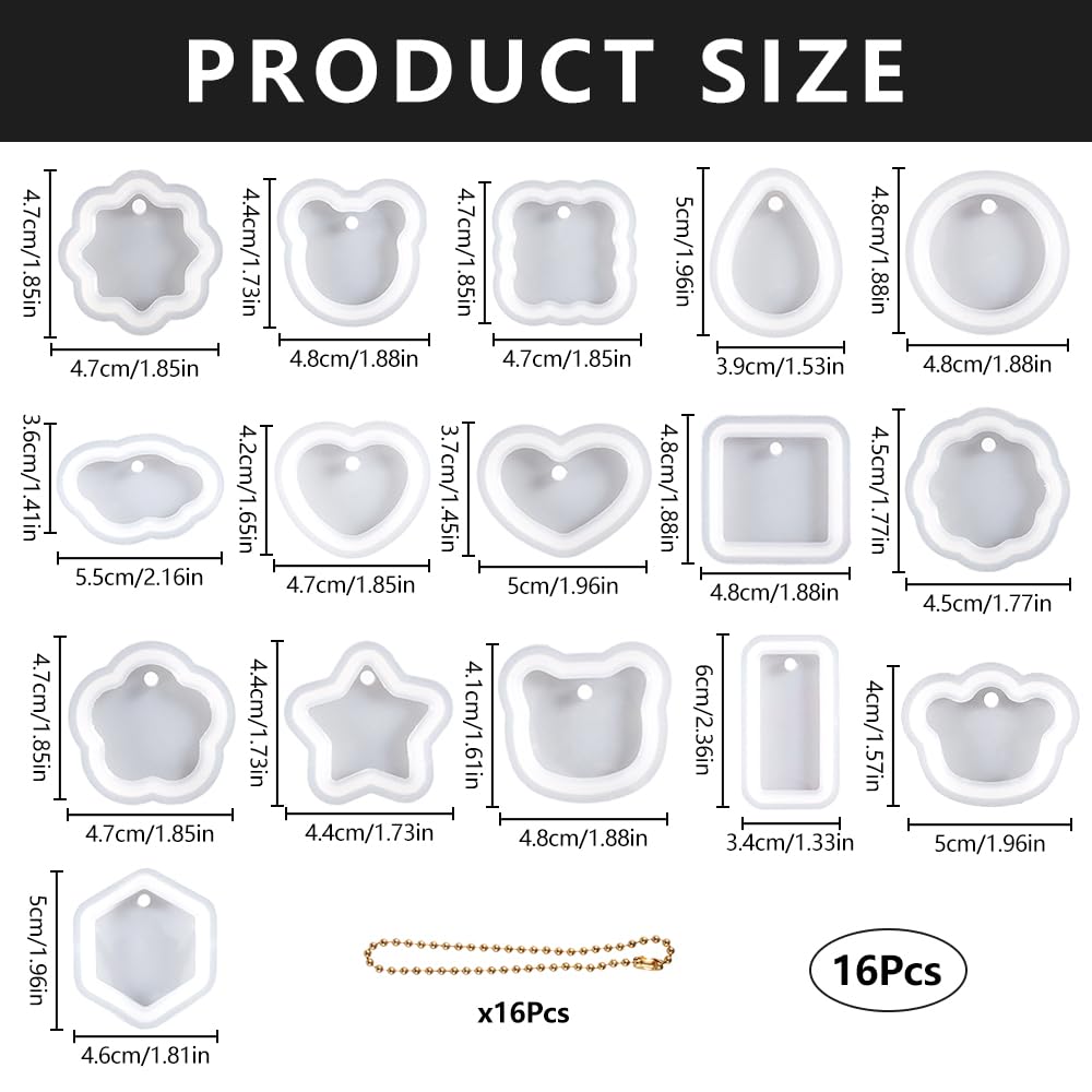 Bekecidi Lot De 12 Moules En Silicone Pour Porte-Clés Résine Époxy – Avec Trous Et Anneaux, Idéal Pour Bijoux, Porte-Clés Personnalisés Et Loisirs Créatifs