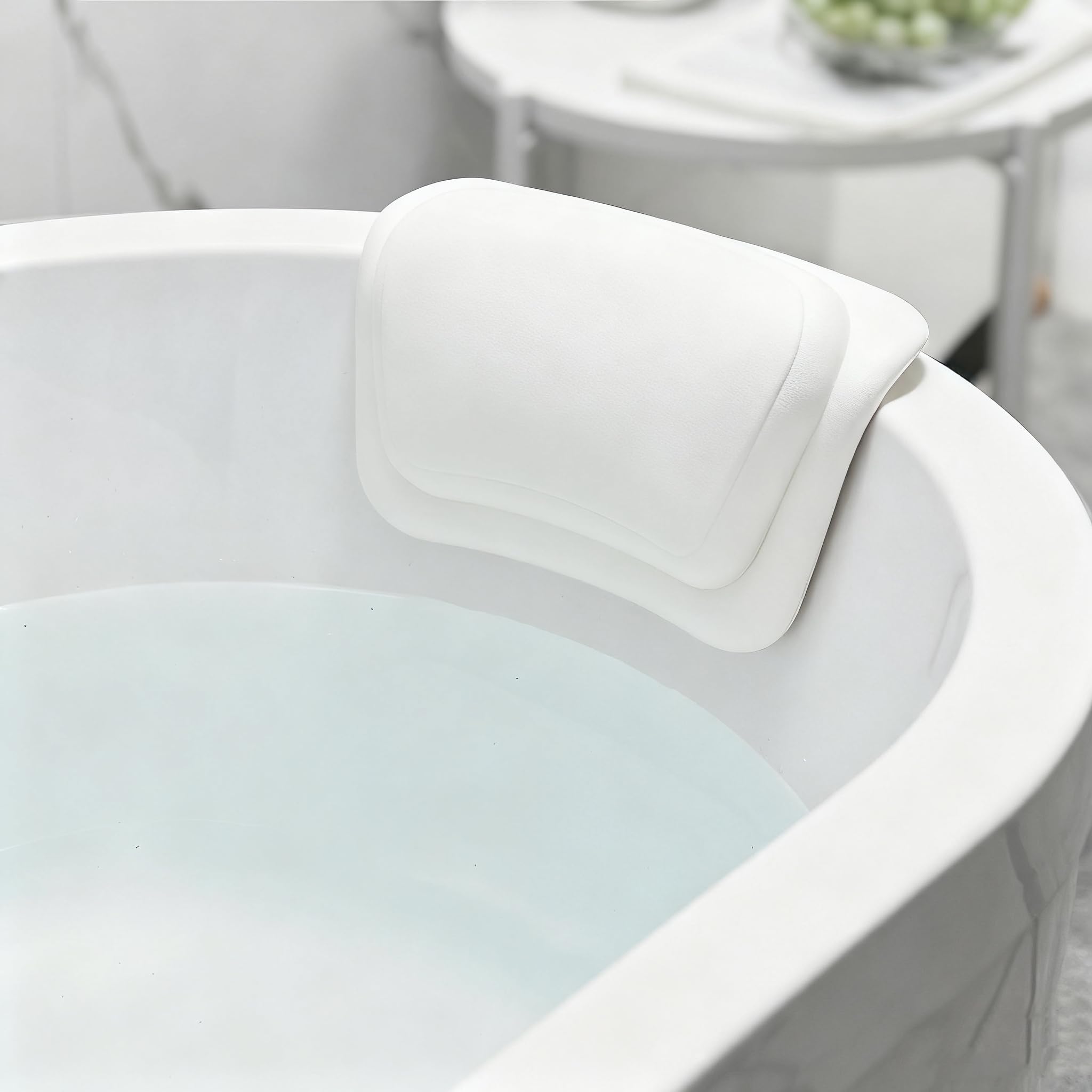 Cuscino da Bagno, Impermeabile, con Ventose Antiscivolo, Cuscino Vasca Impermeabile, Ergonomico, per Vasca da Bagno, Spa, Supporto per Collo e Testa - Bianco