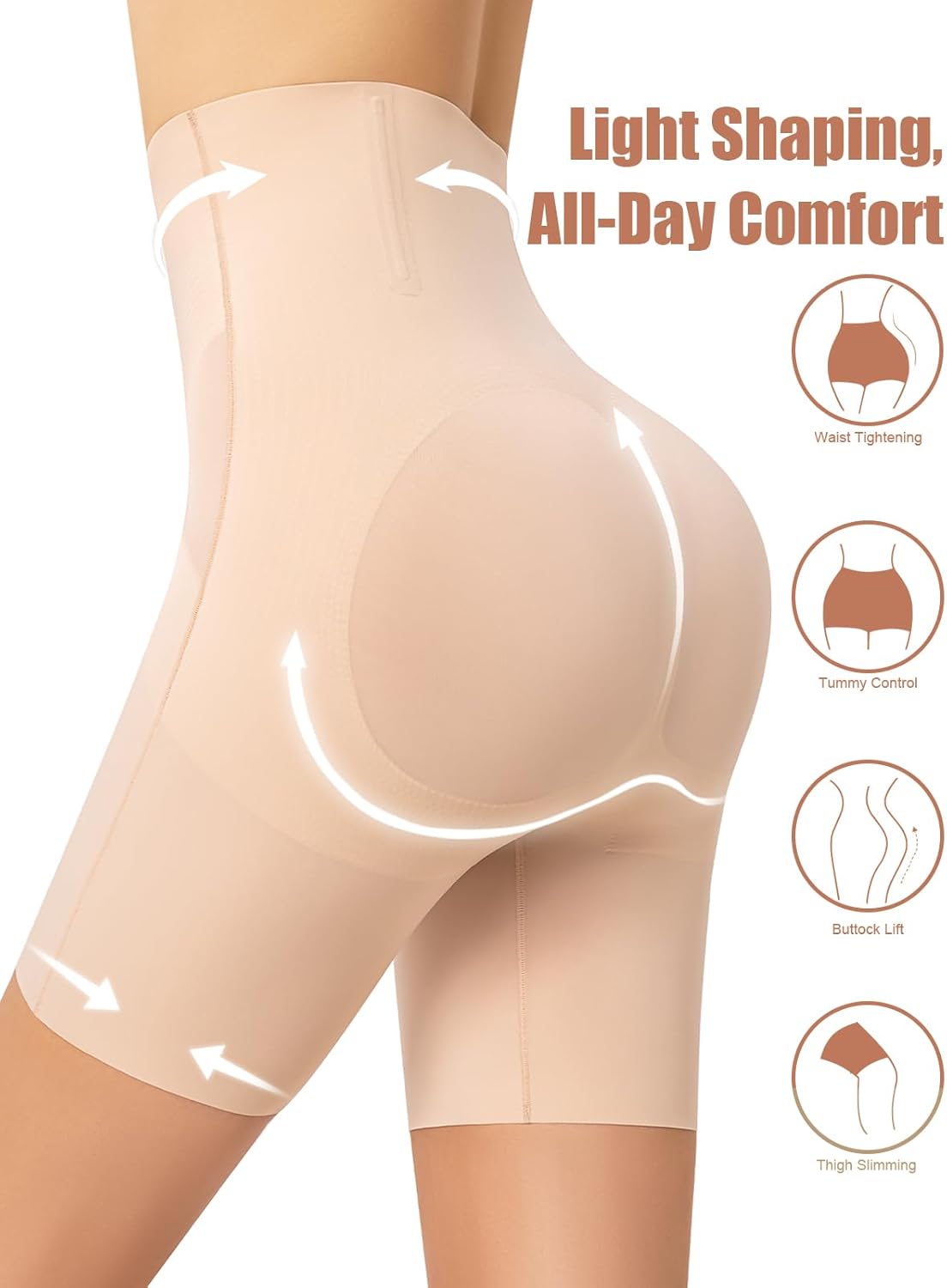 Shapewear for Women, Light Shaping Tummy Control High-Waisted ShortsSeamless, No-Roll Waist, Breathable - Image 2