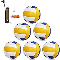 Magicorange 6 Pack Size 5 Volleyballs - Soft PU Leather Indoor Outdoor Beach Balls with Pump & Mesh Bag