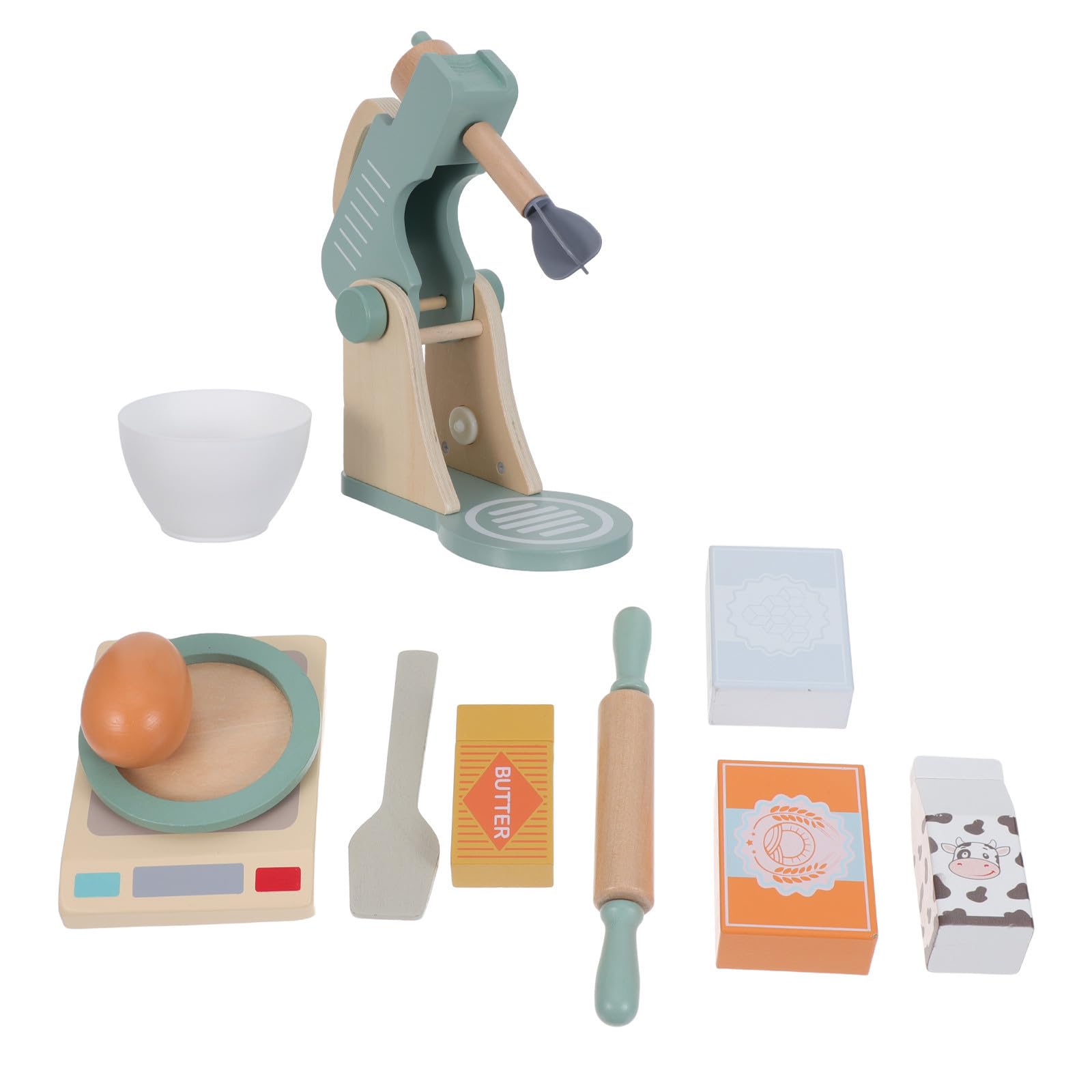 POPETPOP Set Giocattolo Cucina in Legno per Frullatore Manuale a Manovella, Uova Finte e Ciotola, Sicuro e Creativo per Gioco di Ruolo a Casa in Gruppo