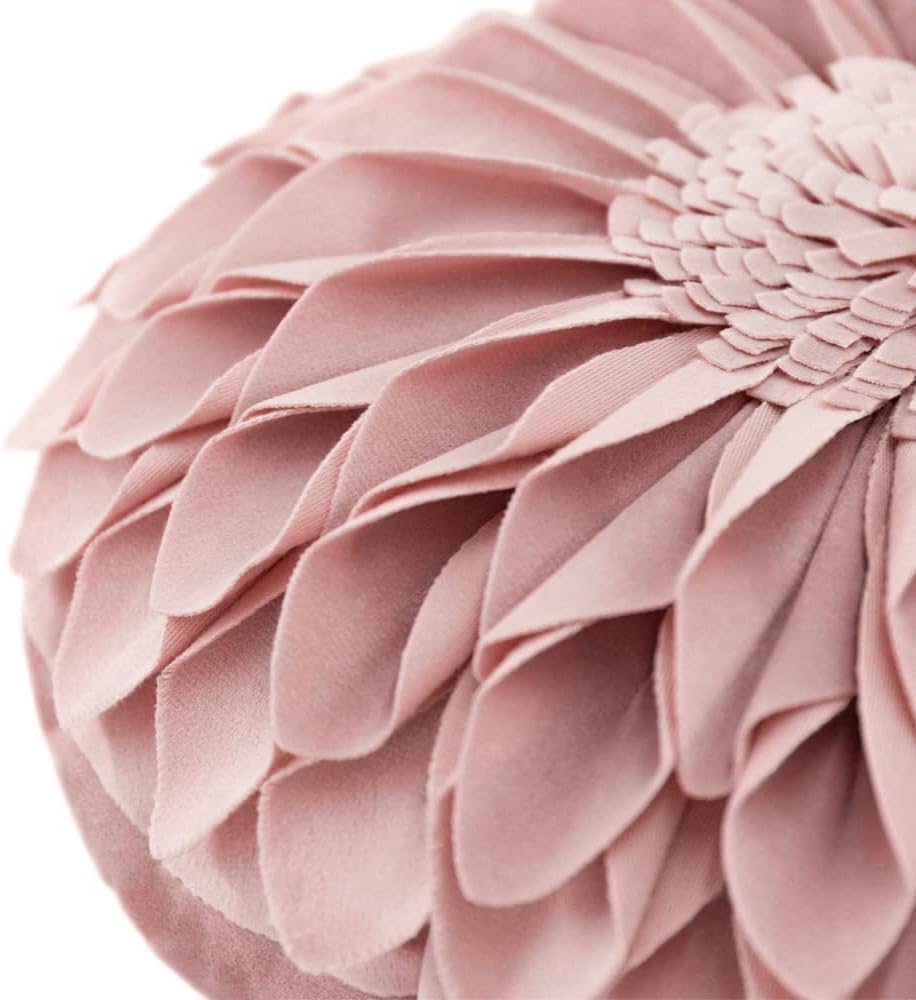 JWH Handmade 3D Sunflower Throw Pillow Cover Decorative Accent Pillow Case Round Floral Cushion Velvet Pillowcase with PP Cotton Insert for Home Bed Couch Bedroom Chair 12 Inch Dusty Pink