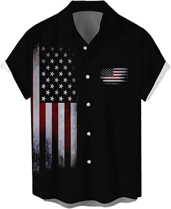 Lzzidou 4th of July Shirts for Men Patriotic American Flag Shirts USA Memorial Day Shirt