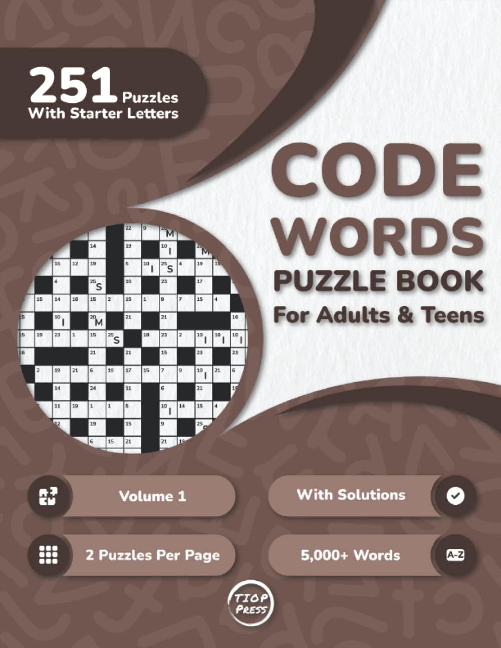 Codewords Puzzle Book for Adults: 250+ Large Print Codeword Puzzles With Starter Letters and Solutions for Adults, Seniors, and Teens (2 Puzzles Per Page)