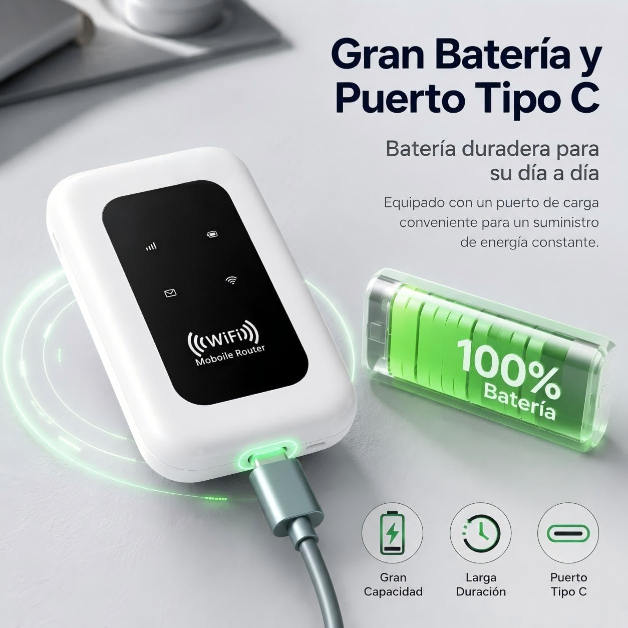 Hotspot Móvil 4G/5G MiFi Desbloqueado, Batería 2100mAh Autonomía 10 Horas, Admite hasta 28 Dispositivos, Router WiFi Portátil Económico para Viajes, Trabajo Diario y Autocaravanas-1