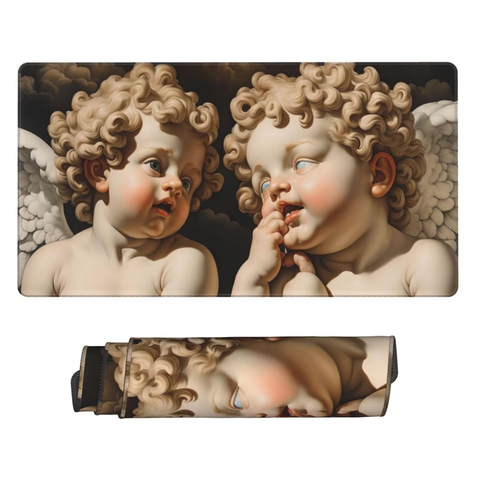 Podkładka pod mysz anioła, duża podkładka pod mysz 1600 x 800 mm, podkładka pod mysz do gier dla dzieci, podkładka na biurko ze zszytymi krawędziami, podkładka pod mysz z klawiaturą, do pracy, gier,