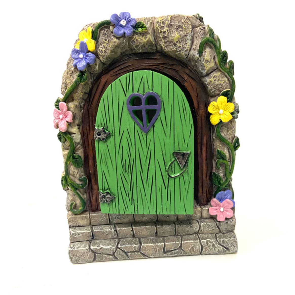 Porte féerique miniature en résine avec fenêtres solaires lumineuses