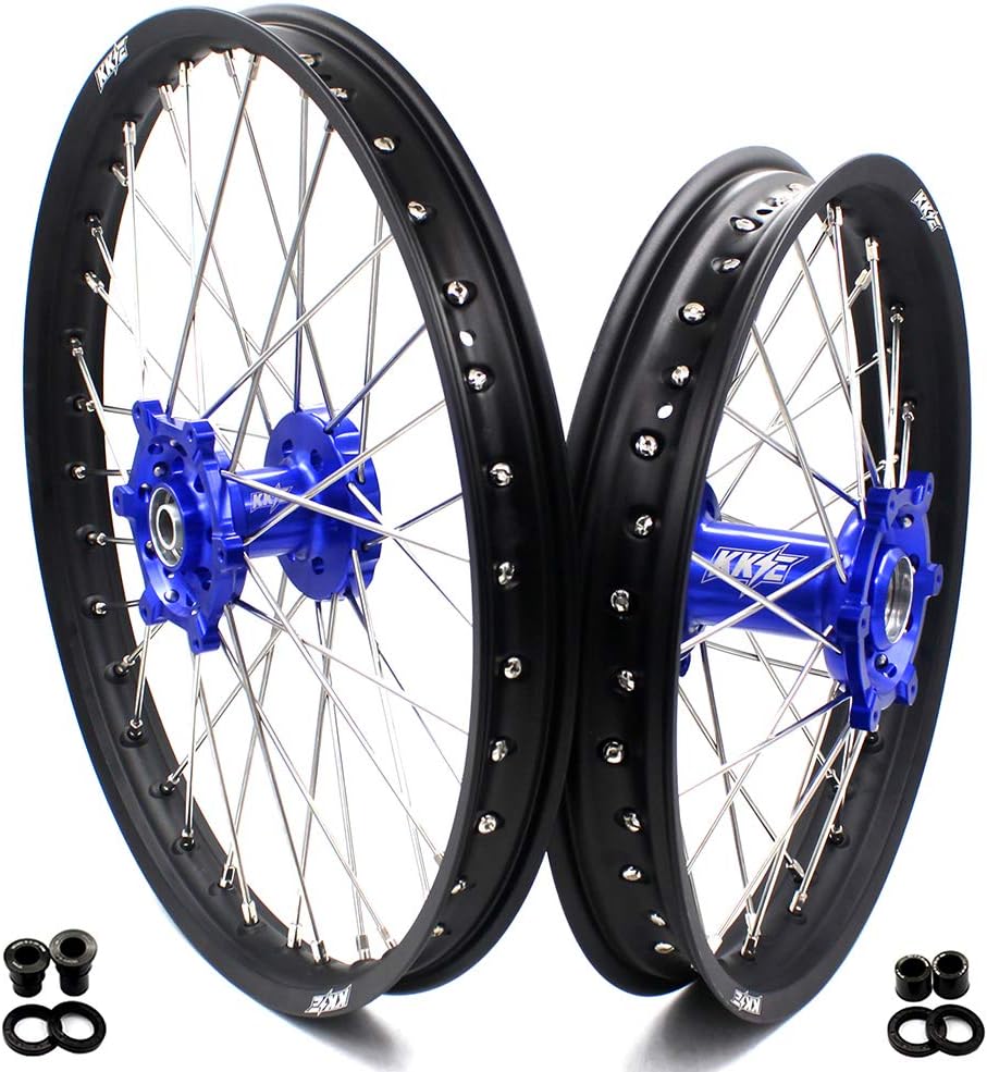 KKE 21/18 CNC Wheels Rims for SUZUKI DRZ400 2000-2004 DRZ400E 2000-2017 DRZ400S 2000-2025 DRZ400SM 2005-2025 Blue Hub