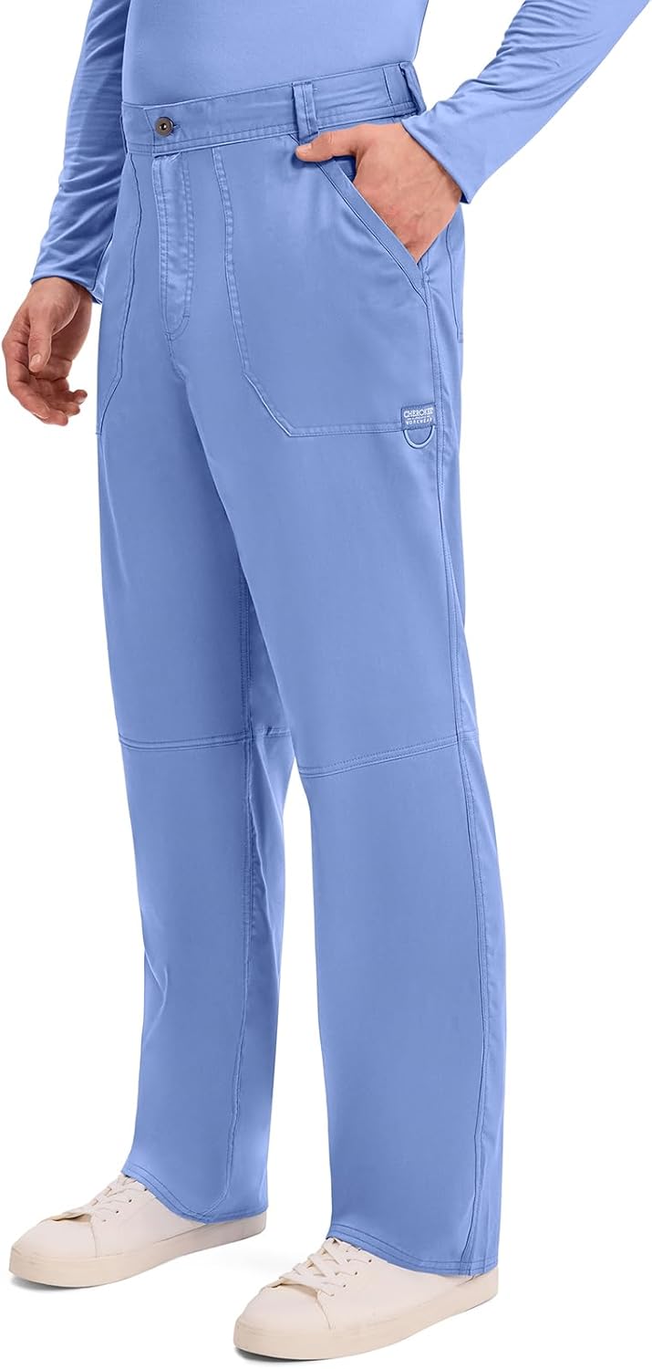 Cherokee Mens Scrub Pants with Cargo Pockets, Two-Way Stretch Modern fit Button Closure with Inside Drawstring Pants - WW140 - Image 3