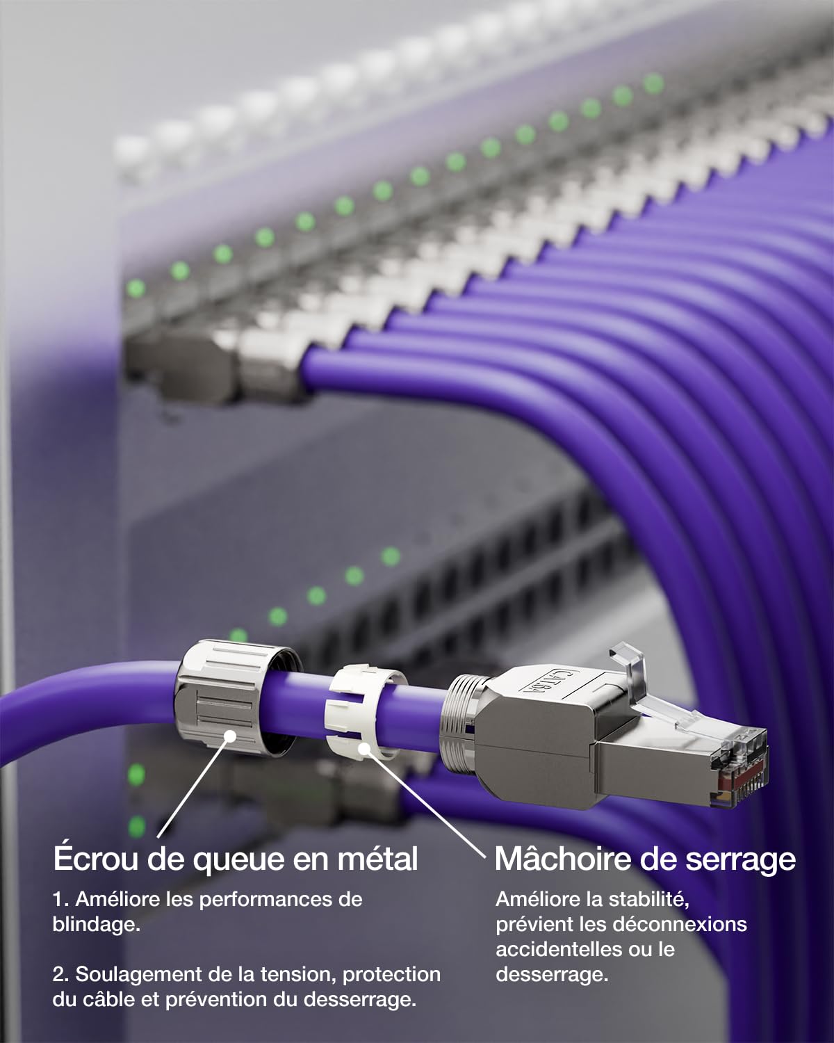 VCELINK Connecteur RJ45 sans Outil Cat6A, Fiche RJ45 Blindé, 12 Pièces | Fiche RJ45 à Contact Doré, 10 Gbit/s 500 MHz, Compatible Cat6A Cat6 Câble Réseau 22-24 AWG pour Routeur, Switch, Ordinateur