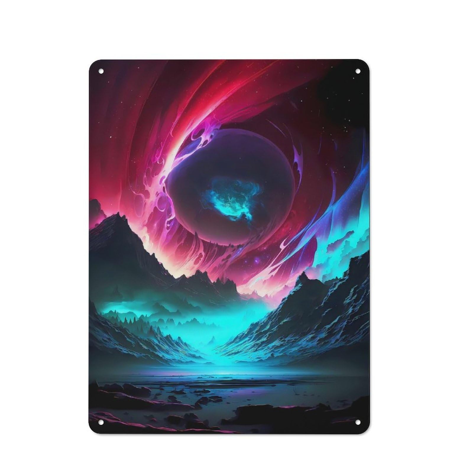 Retro Cosmic Aurora Landscape Metal Gift Sign 40x30cm, Home Wall Decor for Flat, Dorm Room, Lounge Or Cafe