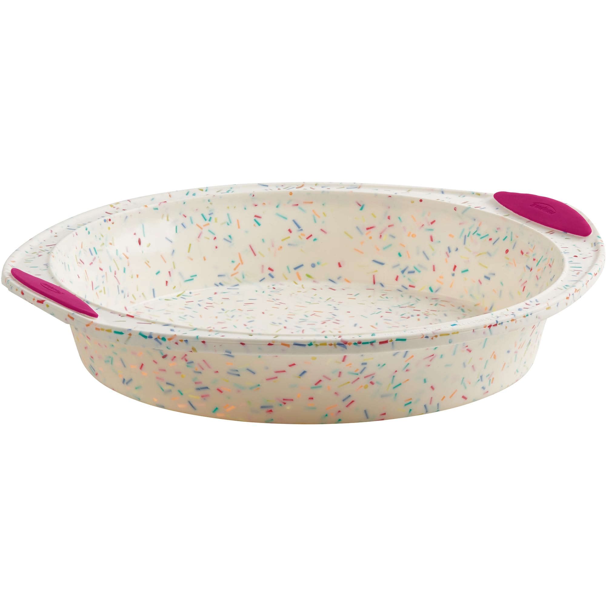 Trudeau Round Cake Pan 9"-White Confetti/Fuchsia -05118557