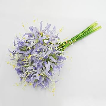 6 Sets 67cm Lycoris Radiata Artificial Spider Lily Flower Stone Garlic Cluster Marilis for Home Garden Wedding Party Decoration Purple